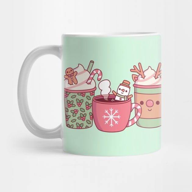 Cute Christmas Coffee Drinks Gingerbread Man, Snowman And Reindeer by rustydoodle